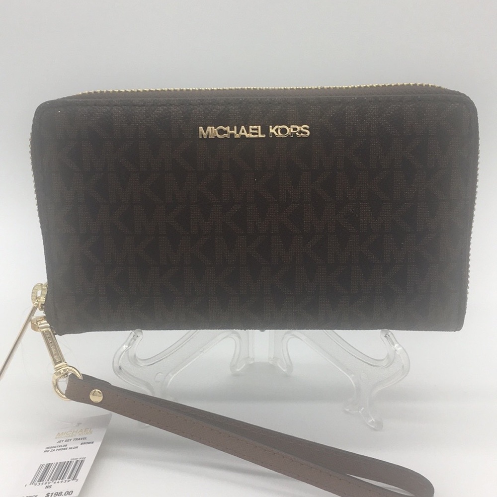 MICHAEL KORS MD ZA PHONE HOLDER WALLET BROWN - Picture 5 of 10